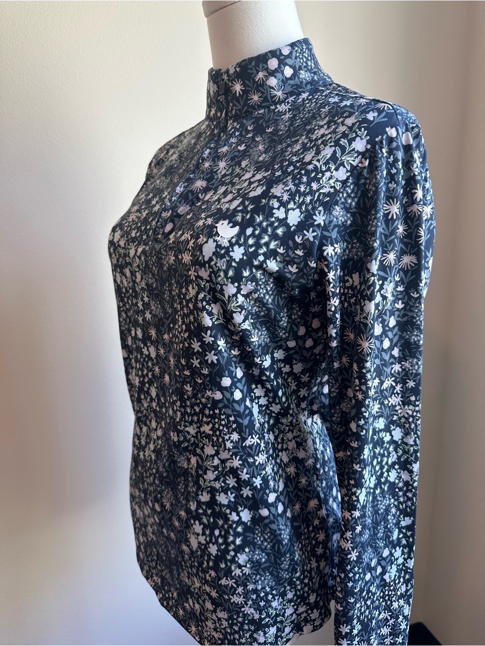 Bad Birdie Velocity Quarter Zip Golf Navy Floral Bloom Long Sleeve Top - SIZE M - Picture 3 of 9